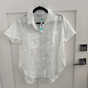 Gilli White Eyelet Button-Up Blouse